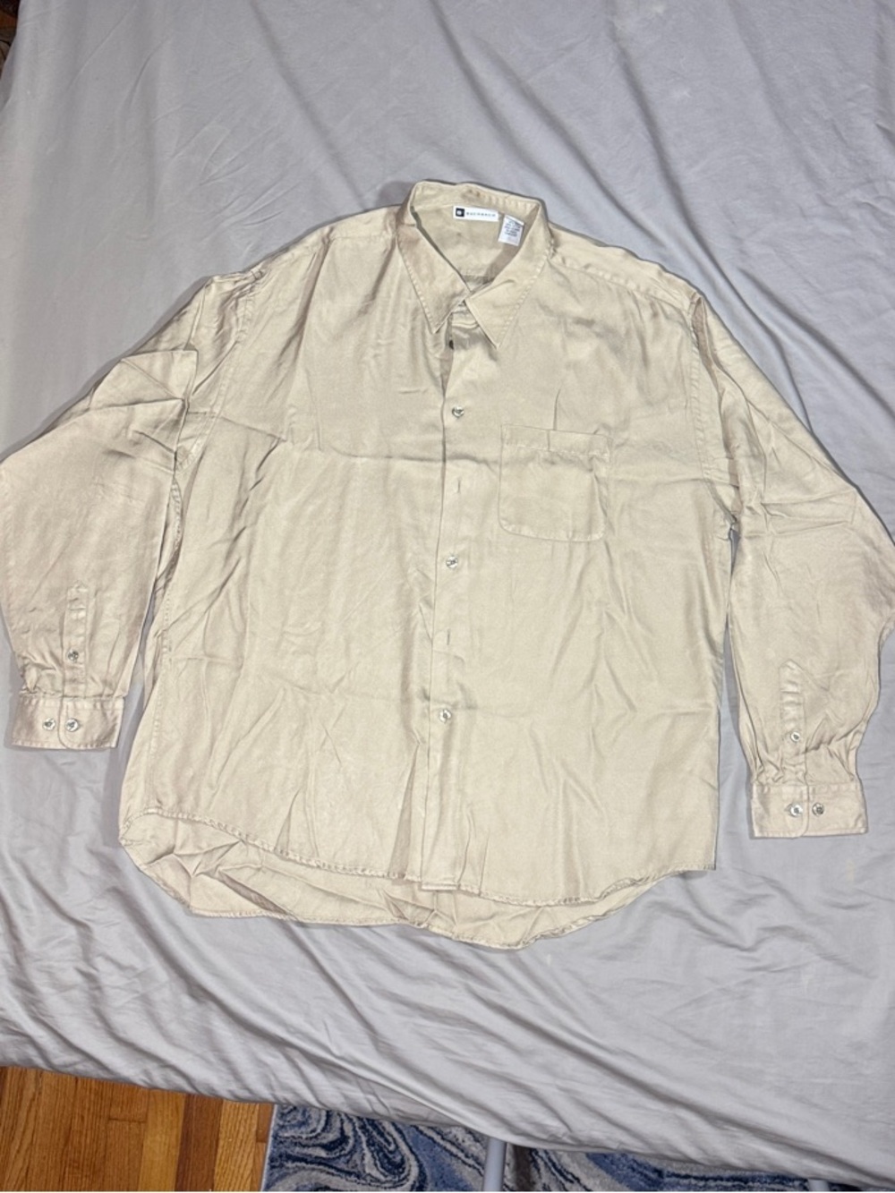 Bachrach Light Beige Long-Sleeve Button-Down Shirt